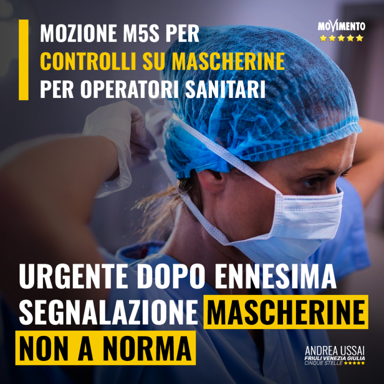 Mozione M5S per controlli su mascherine per gli operatori sanitari