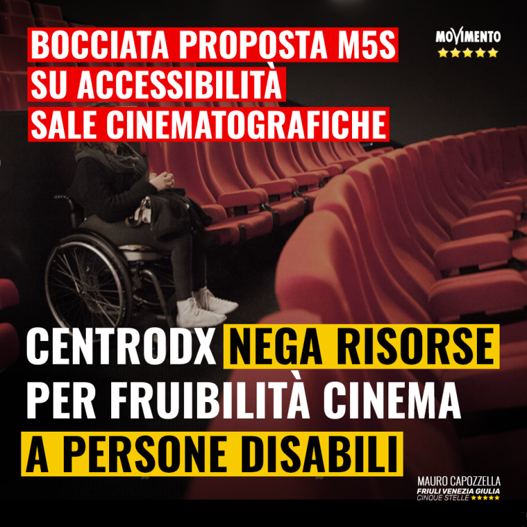 Negate risorse per accessibilità e fruibilità cinema per disabili