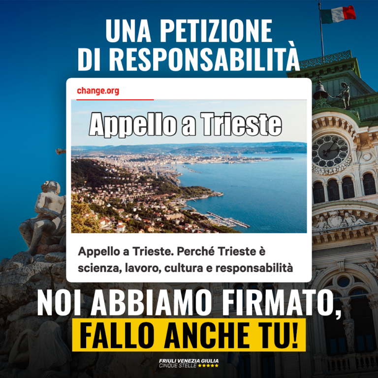 Consiglieri regionali M5S sottoscrivono ‘Appello a Trieste’