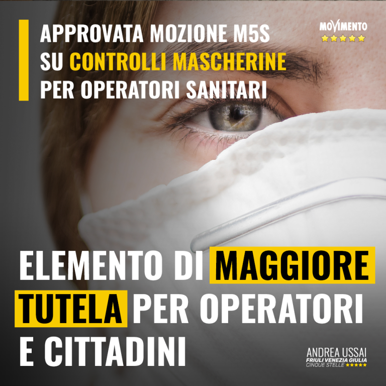 Approvata mozione M5S per controlli su mascherine per operatori sanitari