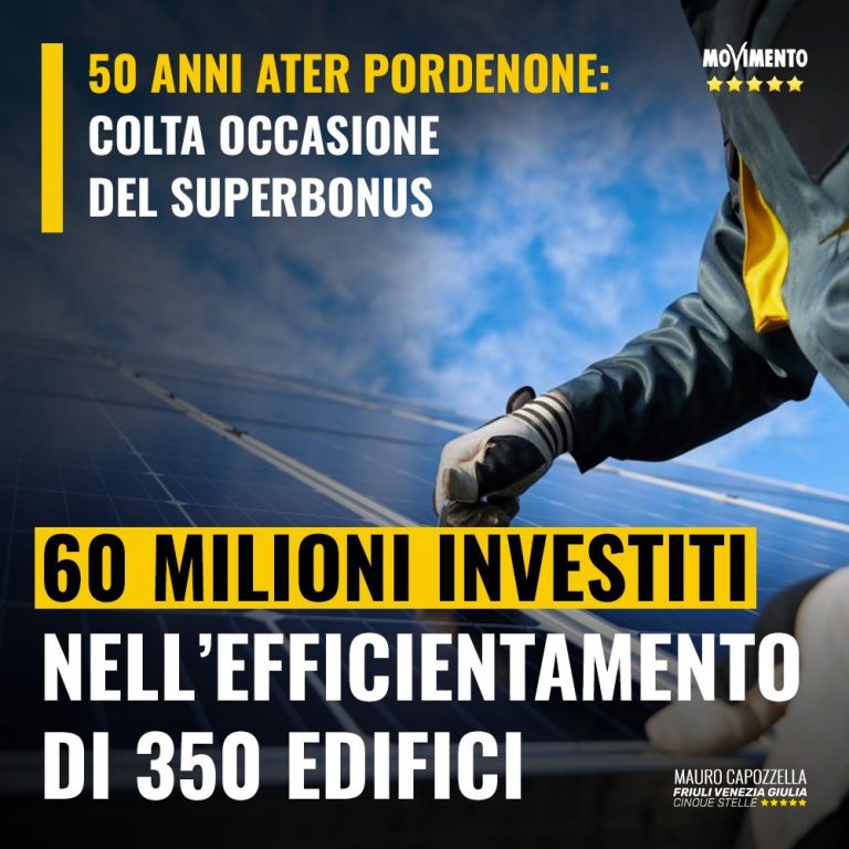 50 anni ATER Pordenone, colta occasione Superbonus