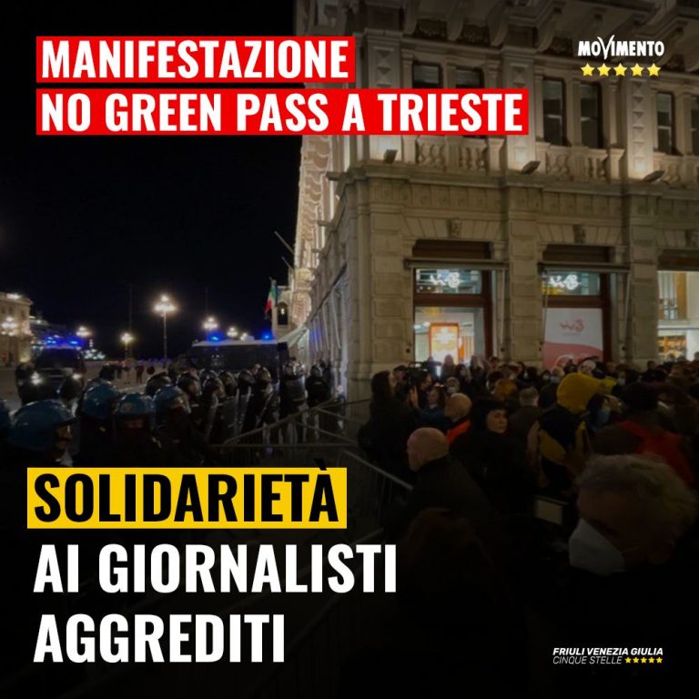 Solidarietà a giornalisti aggrediti durante manifestazione a Trieste