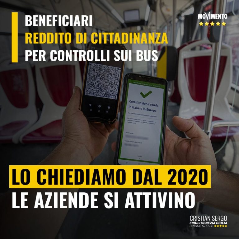 Beneficiari Reddito di Cittadinanza per controlli sui bus