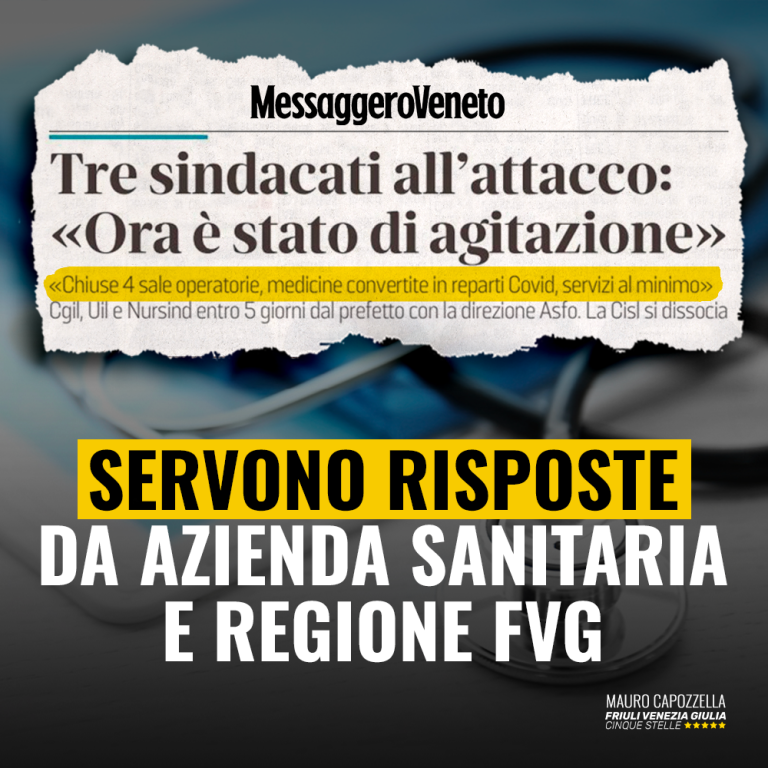 Preoccupazione per stato di agitazione in sanità pordenonese