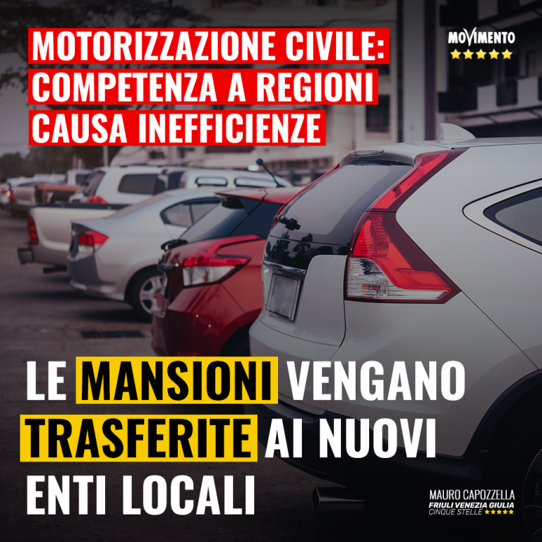 Motorizzazione Civile, competenza Regioni causa inefficienze