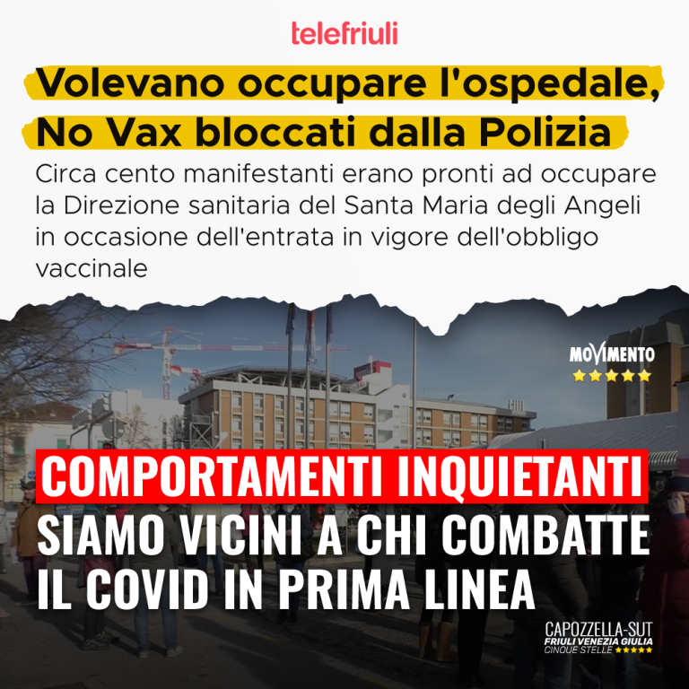 Inquietante tentata occupazione no vax in ospedale Pordenone