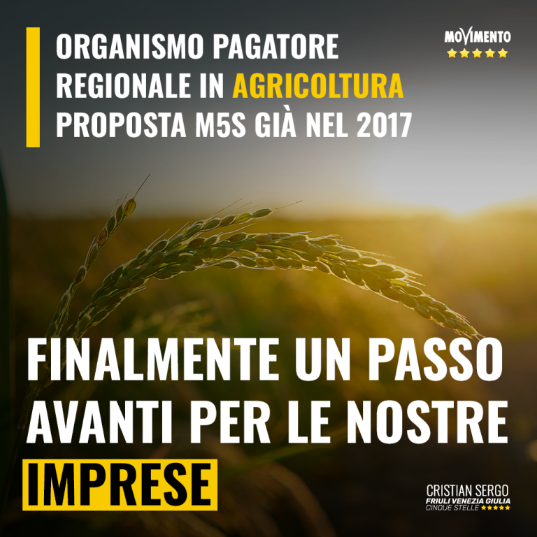 Ente regionale per pagamenti in agricoltura, nostra mozione già 4 anni fa