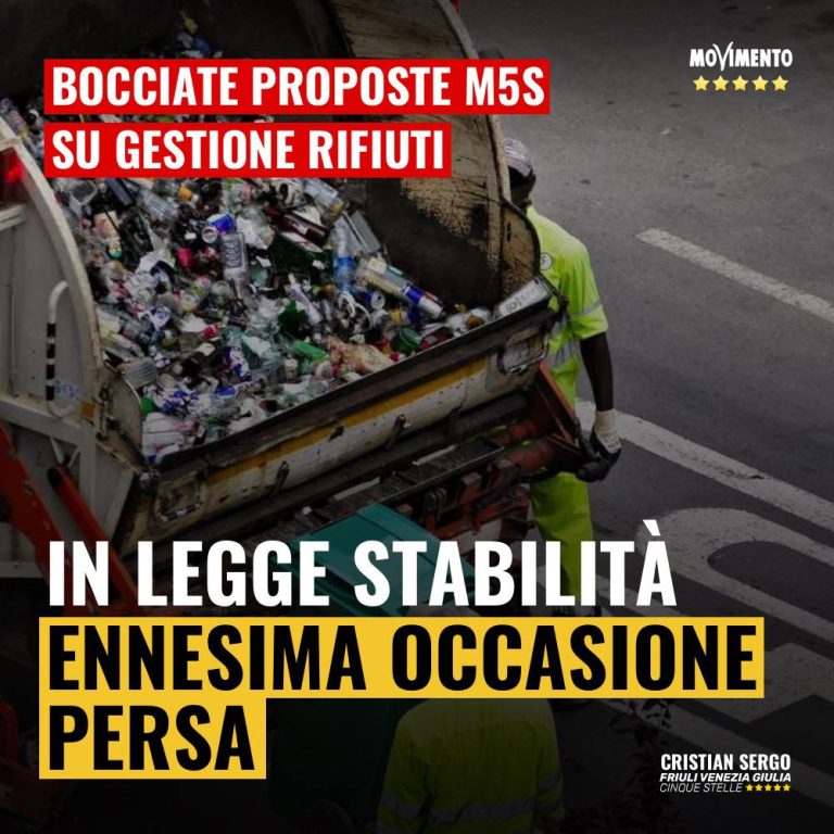 Rifiuti, legge di stabilità ennesima occasione persa