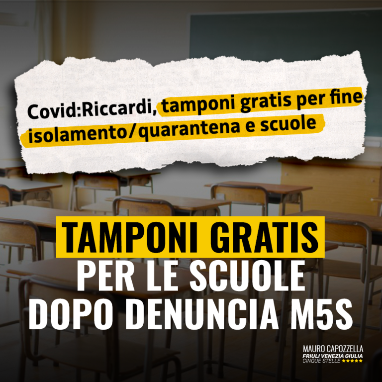 Bene tamponi gratis nelle scuole primarie dopo nostra denuncia