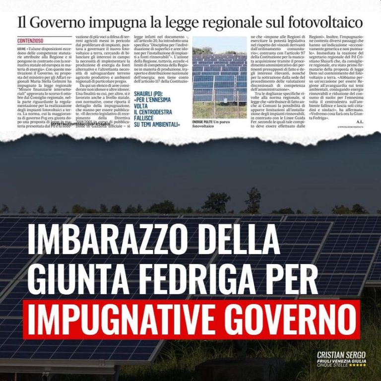 Imbarazzo della Giunta Fedriga per impugnative del Governo