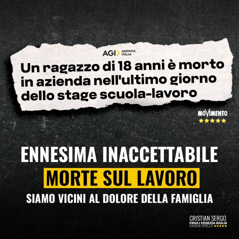 Inaccettabile un’ennesima morte sul lavoro