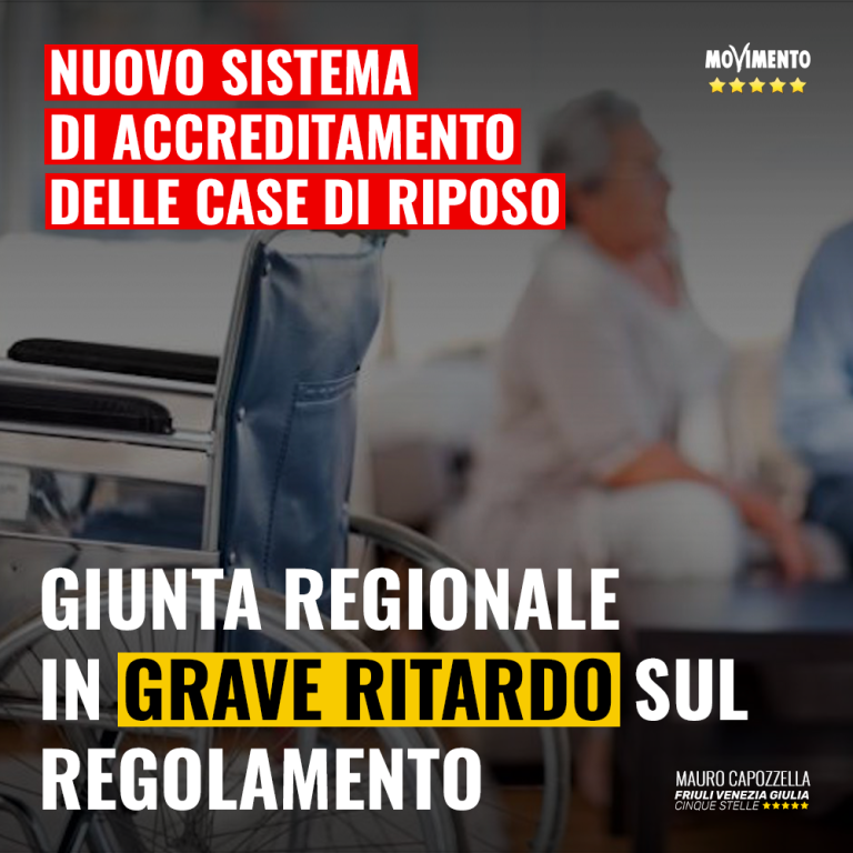 Accreditamento case di riposo, grave il ritardo della Giunta