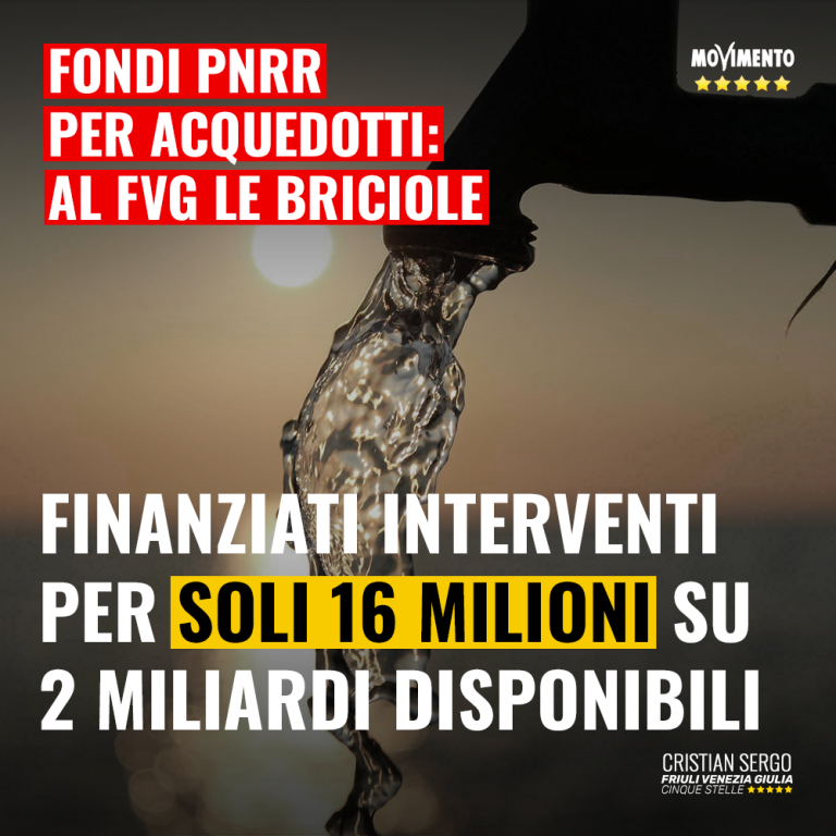 Fondi PNRR per acquedotti, al FVG soltanto le briciole