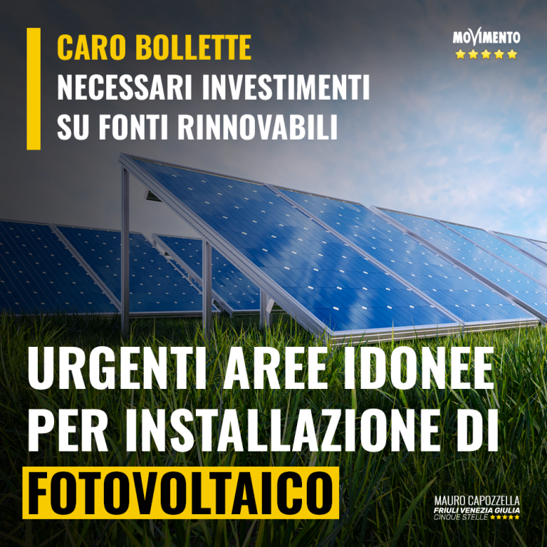 Caro bollette, urgenti aree idonee per fotovoltaico