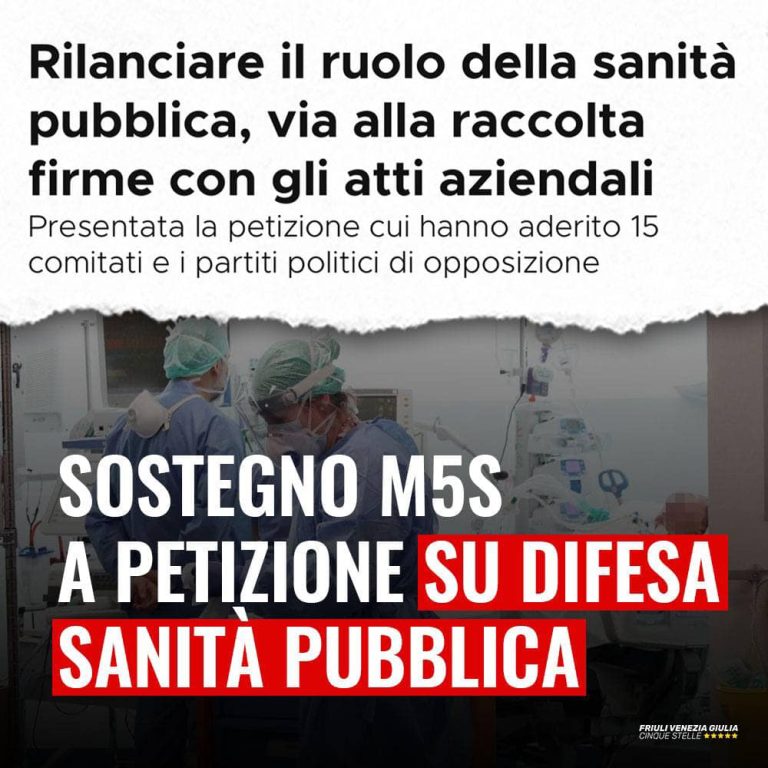 M5S FVG a sostegno della petizione per la difesa della sanità pubblica