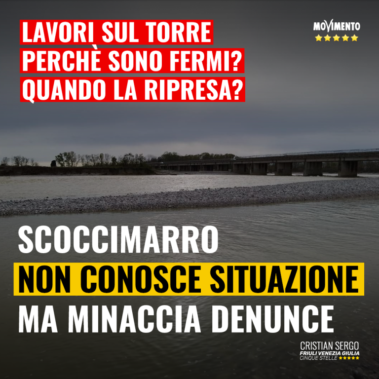 Lavori sul Torre: Scoccimarro fa confusione, ma minaccia denunce