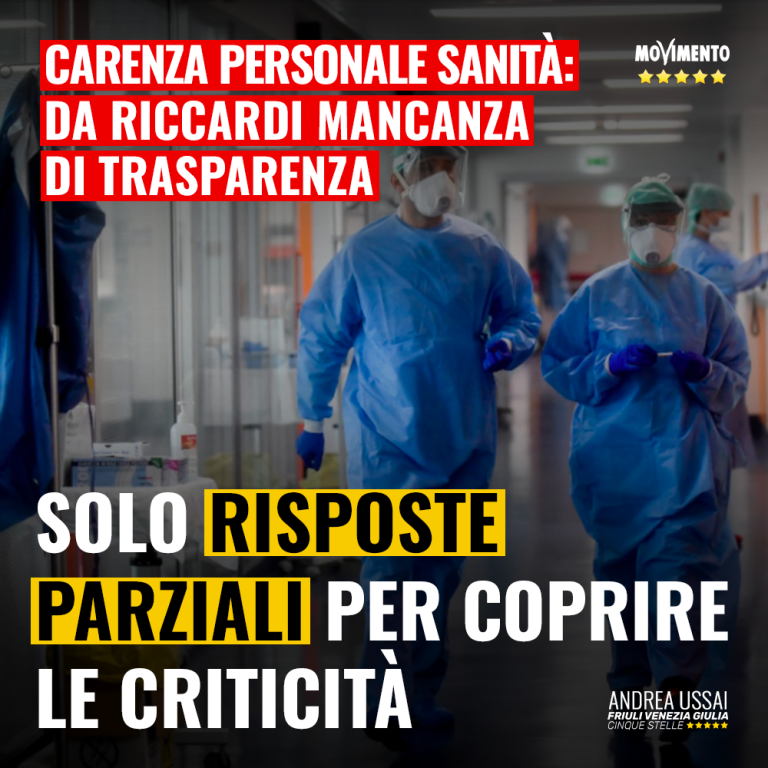 Personale sanità, da Riccardi mancanza di trasparenza