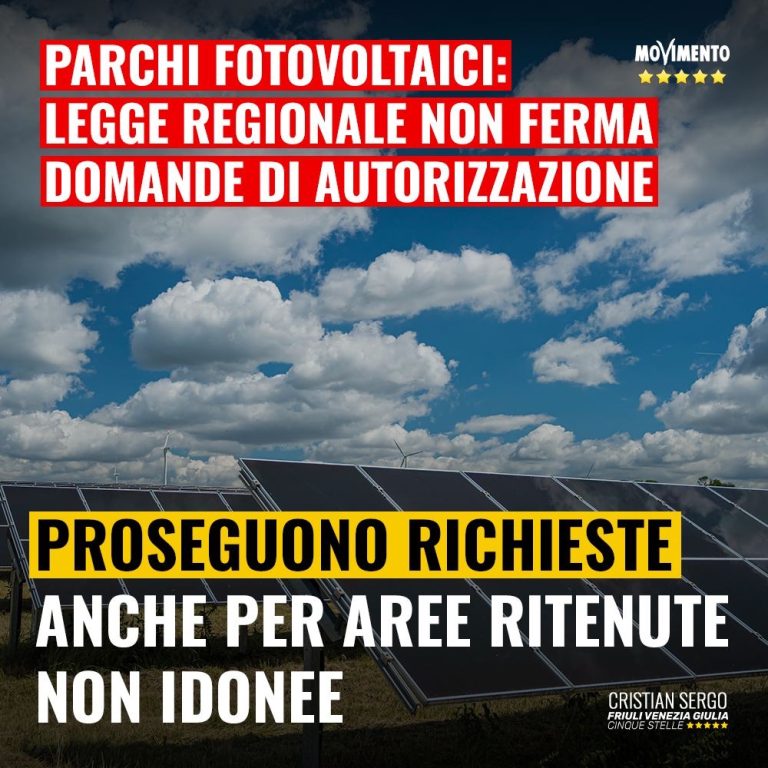 Parchi fotovoltaici, legge regionale non ferma domande di autorizzazione