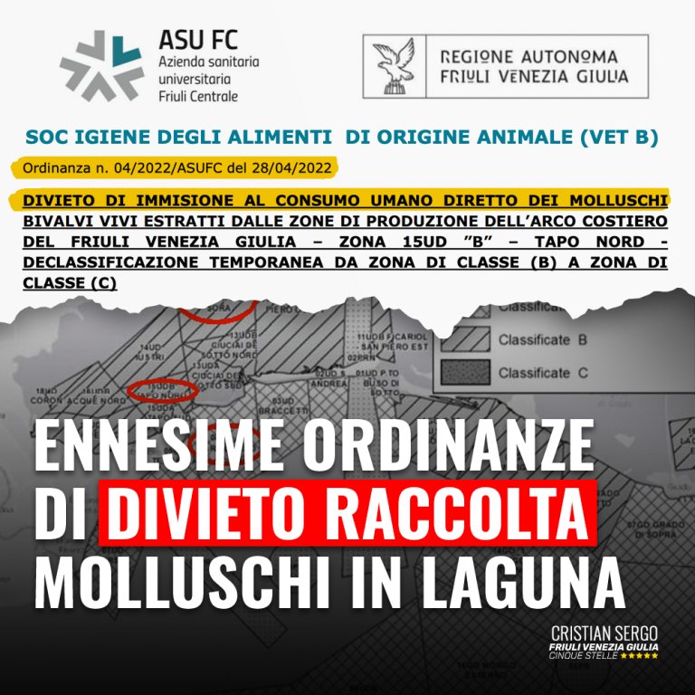 Ennesime ordinanze di divieto raccolta molluschi in laguna