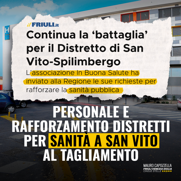 Personale e rafforzamento distretti per sanità a San Vito al Tagliamento