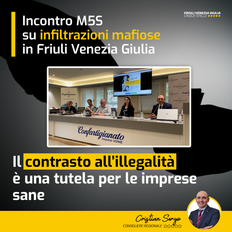 Incontro M5S su infiltrazioni mafiose: “Contrasto è tutela per imprese sane