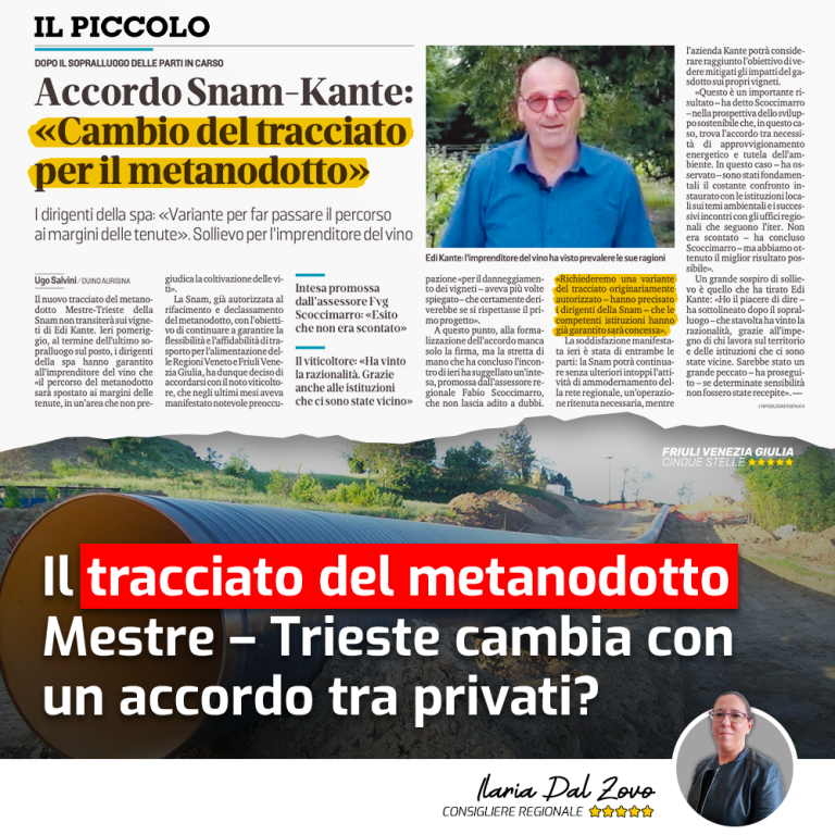 Metanodotto Mestre – Trieste, tracciato cambia con accordo tra privati?