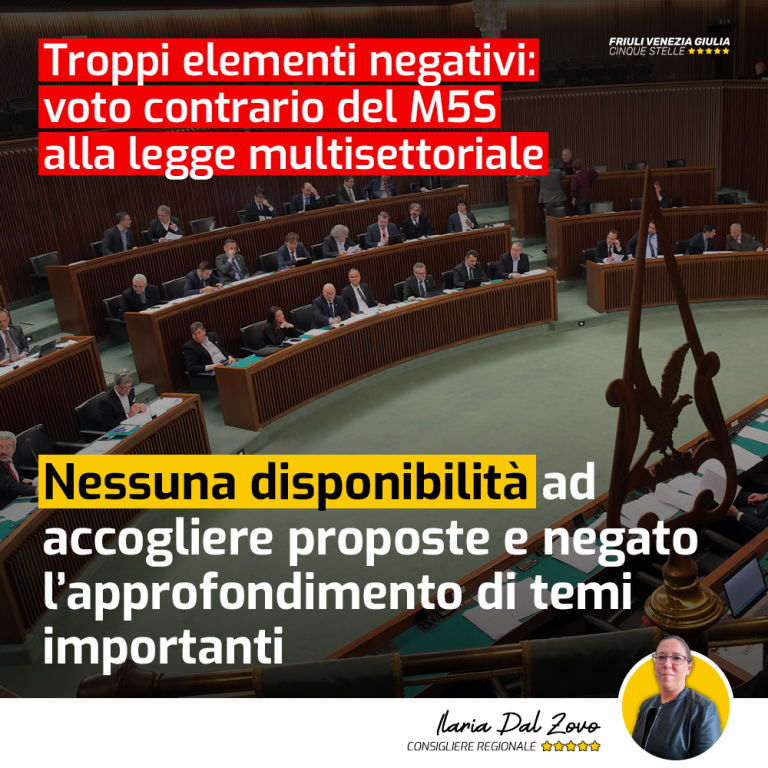 Voto contrario del M5S alla legge multisettoriale