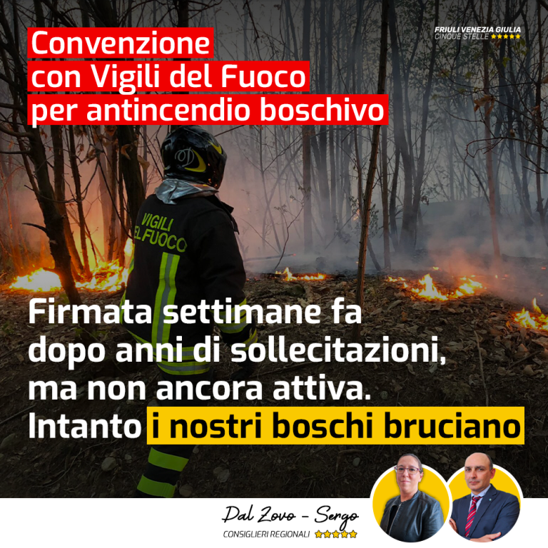 Convenzione con Vigili del Fuoco per antincendio boschivo ancora non attiva