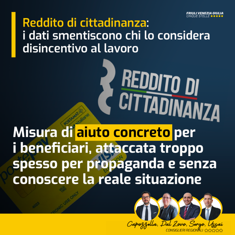 Reddito di cittadinanza non è disincentivo al lavoro. Ecco tutti i benefici per la Regione