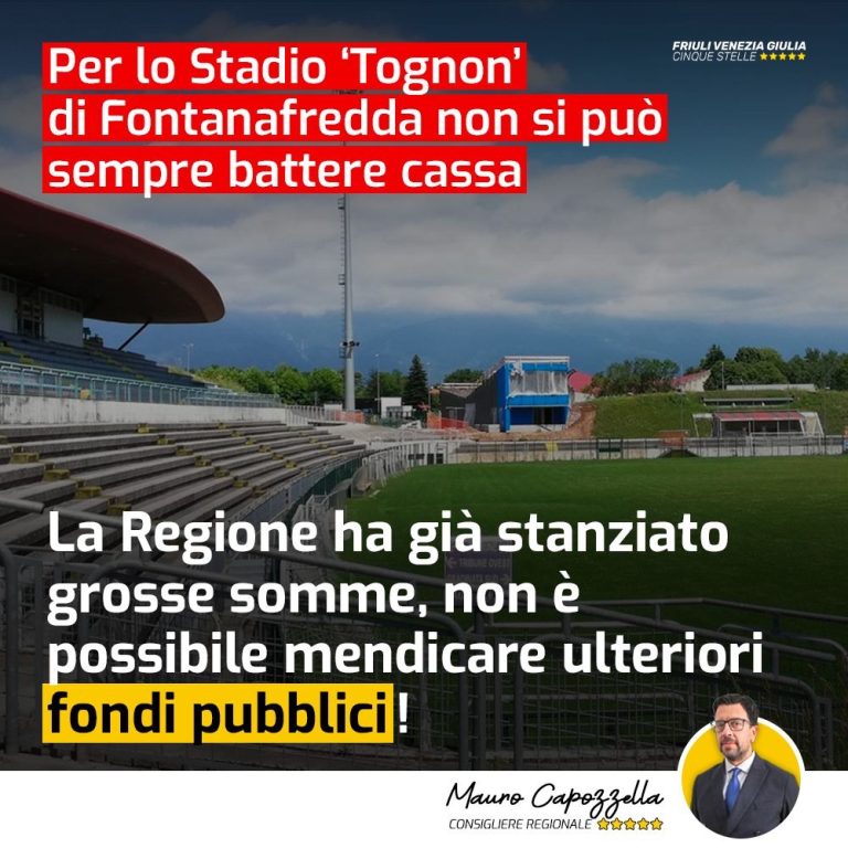 Per lo Stadio ‘Tognon’ di Fontanafredda non si può sempre battere cassa