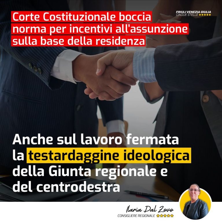 Anche sul lavoro bocciate norme discriminatorie del centrodestra