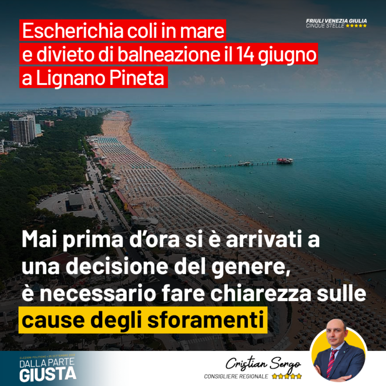 Cos’ha portato allo sforamento di escherichia coli e al divieto di balneazione a Lignano?