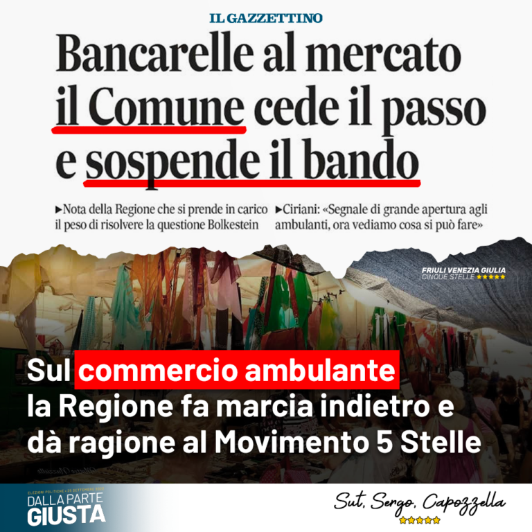 Ritiro bando mercato di Pordenone dà ragione al M5S