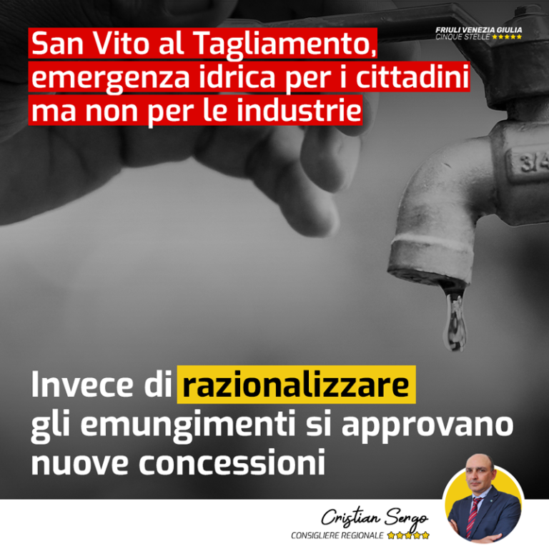 A San Vito emergenza idrica per i cittadini ma non per le industrie