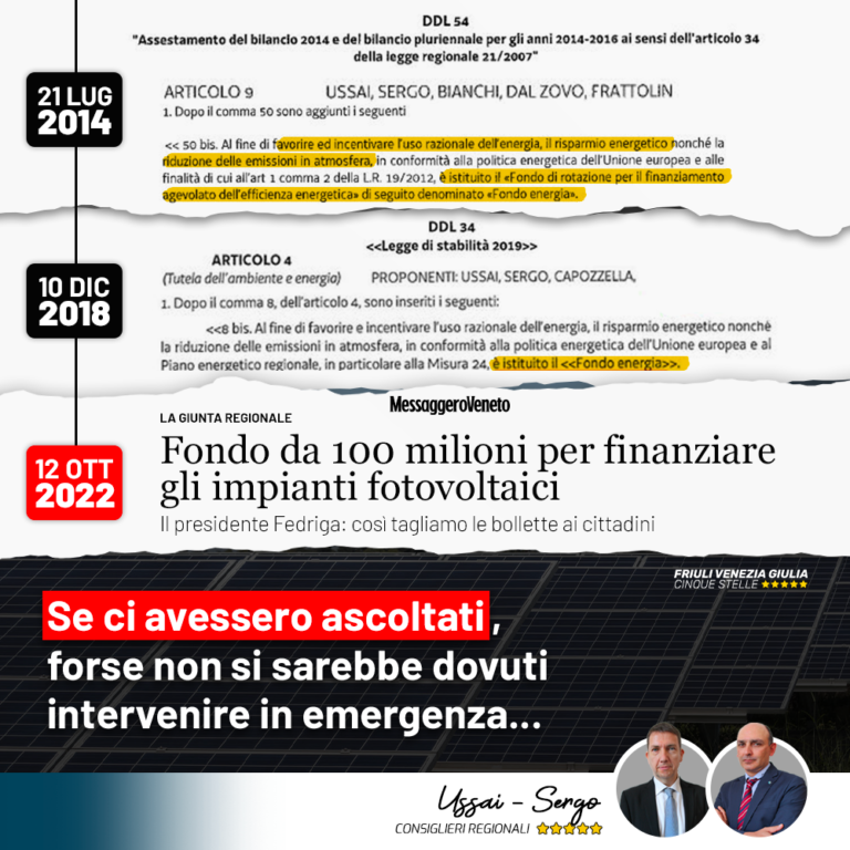 Fondo energia proposta M5S di otto anni fa