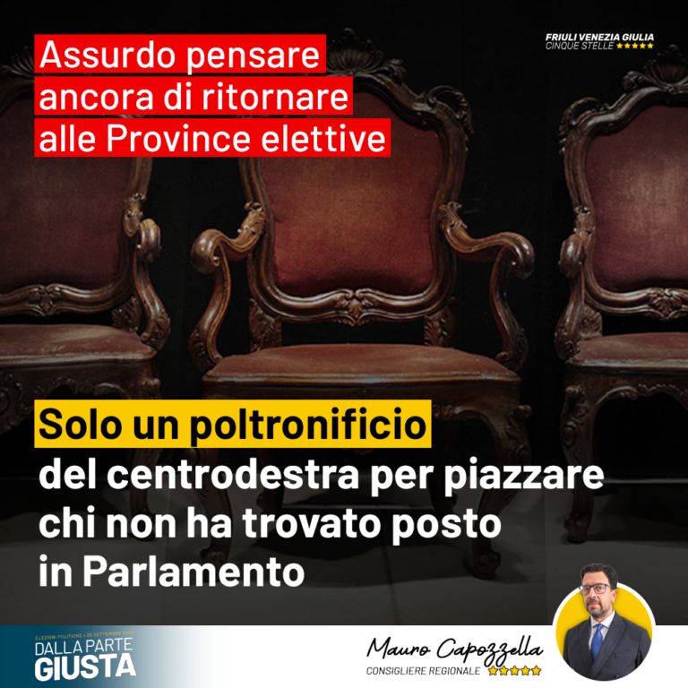 Assurdo pensare a ritorno delle Province elettive