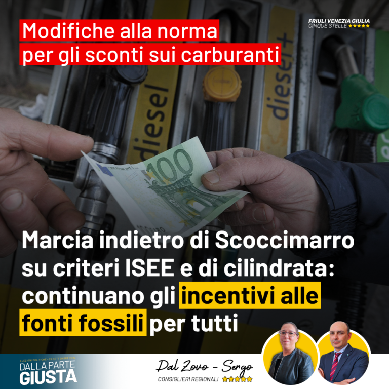 Sconti carburanti, marcia indietro di Scoccimarro su ISEE e cilindrata