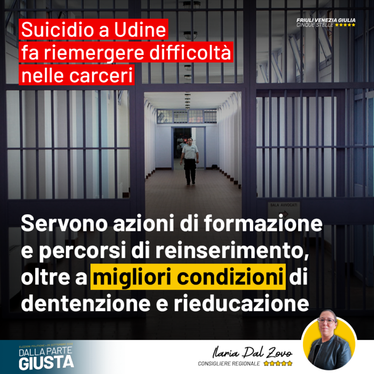 Suicidio a Udine fa riemergere difficoltà nelle carceri