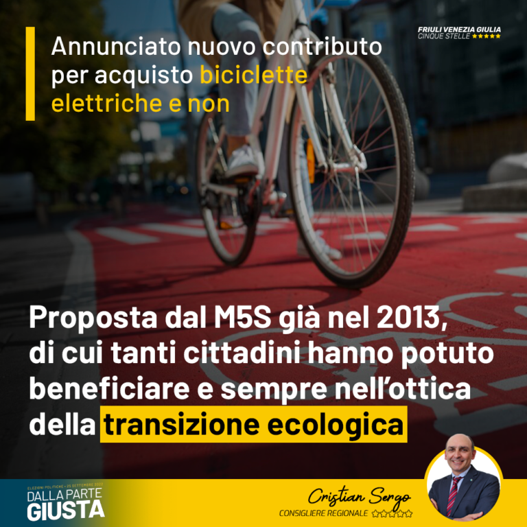 Contributi per acquisto biciclette, ennesima proposta M5S avanzata nel 2013