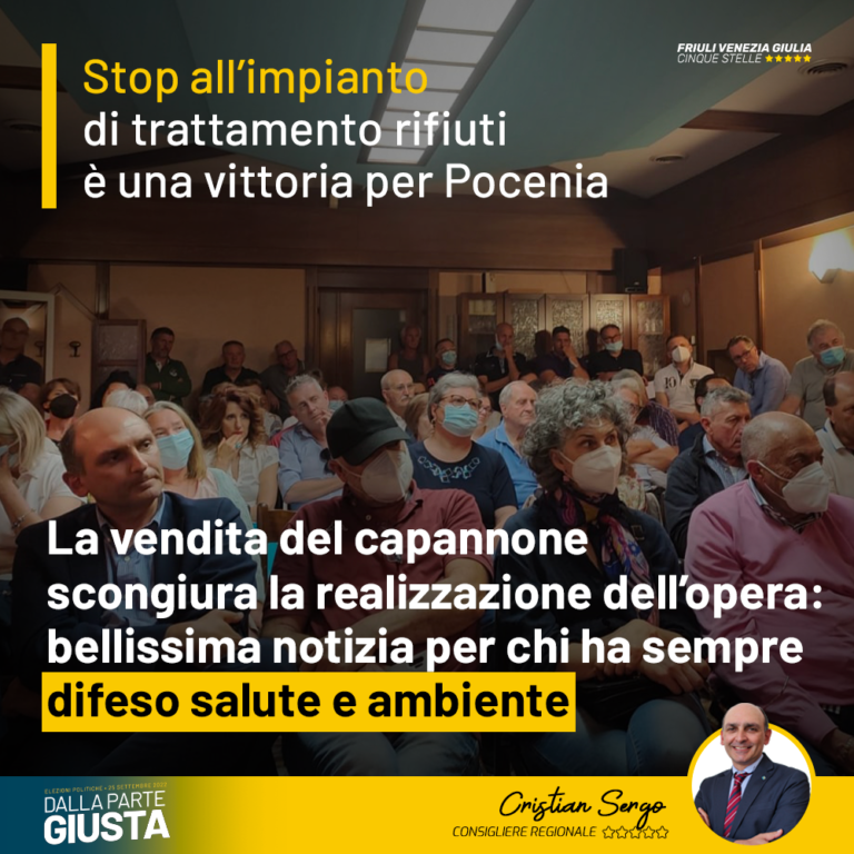 Stop impianto rifiuti vittoria per Pocenia