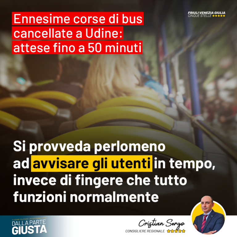 Altri bus saltati a Udine, almeno si informino gli utenti