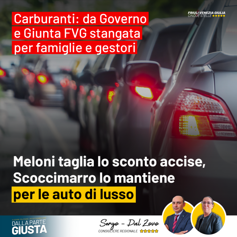 Carburanti, da Governo e Giunta stangata per famiglie e gestori