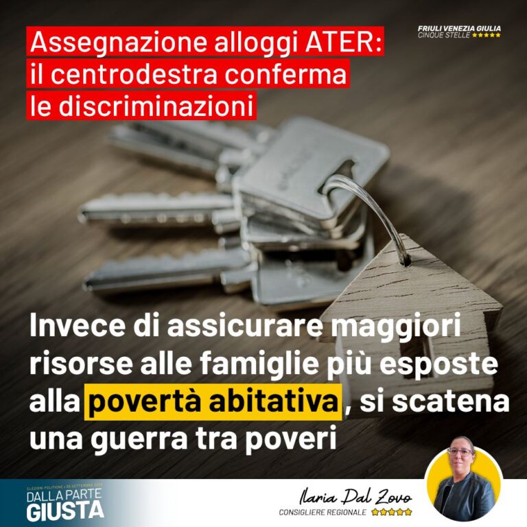 Assegnazione alloggi ATER, centrodestra conferma discriminazioni