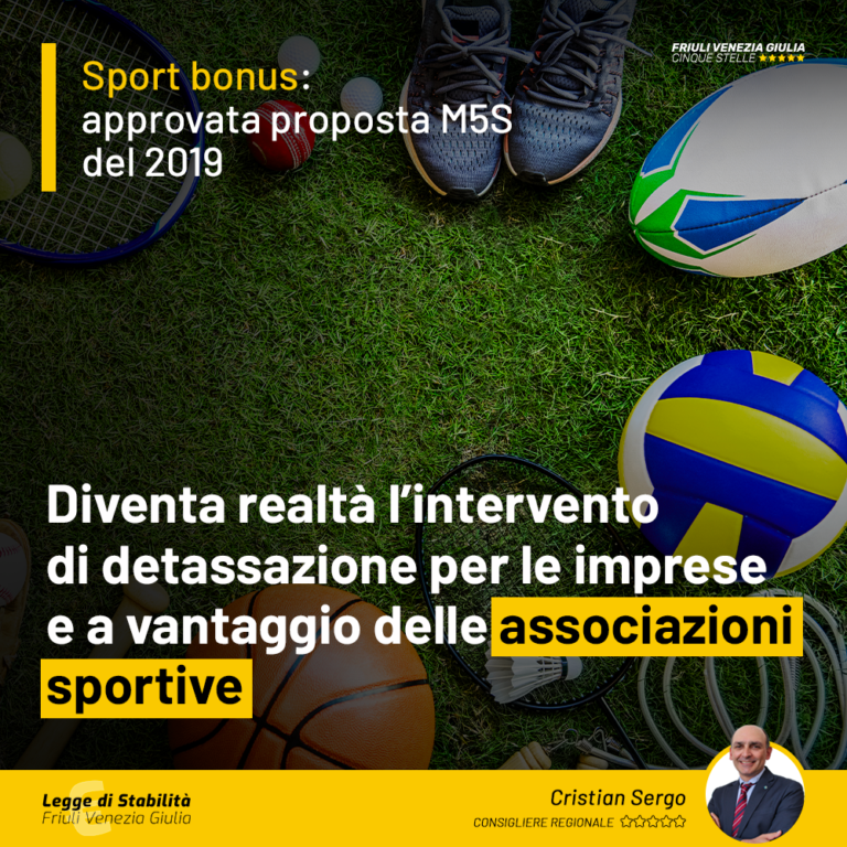 Sport bonus, approvata proposta del M5S del 2019