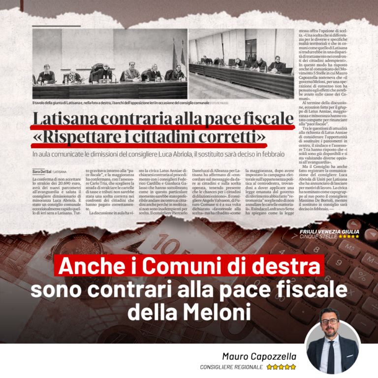 Anche Comuni di destra contro la pace fiscale della Meloni