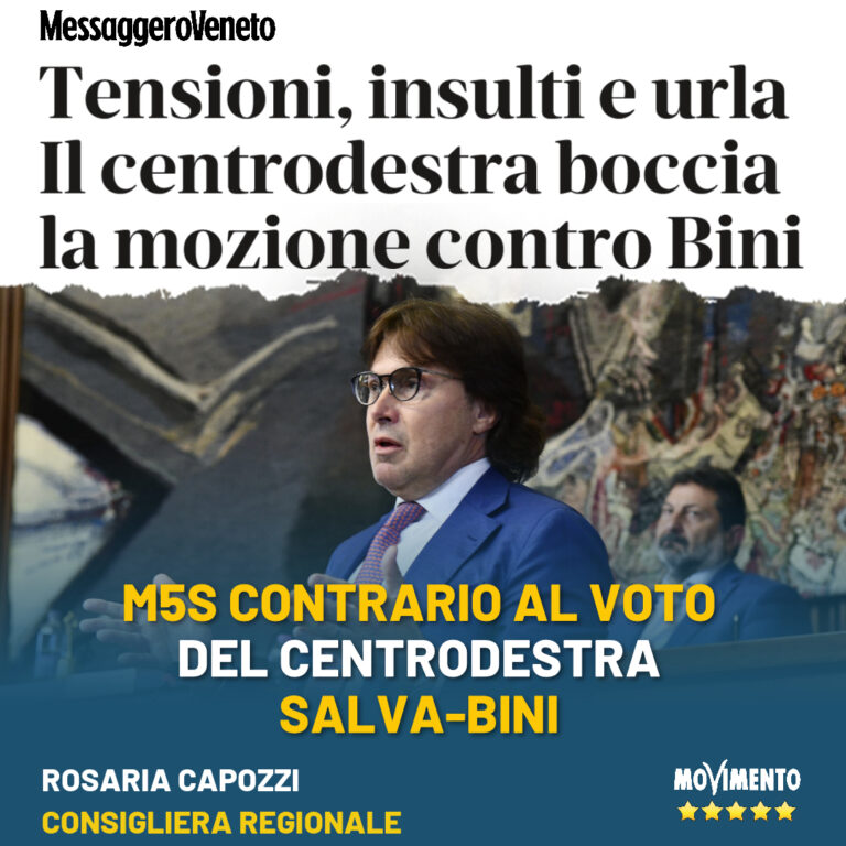 Capozzi M5S: “Rimaniamo contrari al voto del centrodestra SalvaBini”