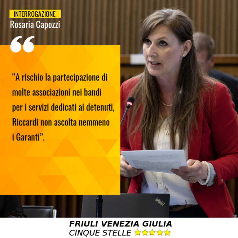 Capozzi (M5S): “A rischio la partecipazione di molte associazioni nei servizi dedicate ai detenuti, Riccardi non ascolta nemmeno il Garante”.