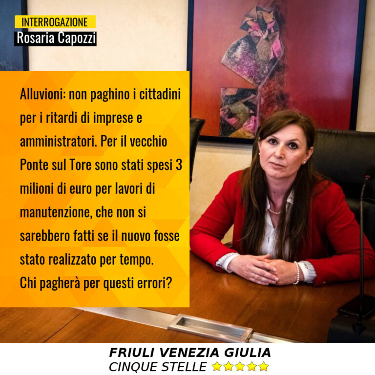 Capozzi (M5S): “Alluvioni, cittadini non paghino i ritardi di imprese e amministratori”.