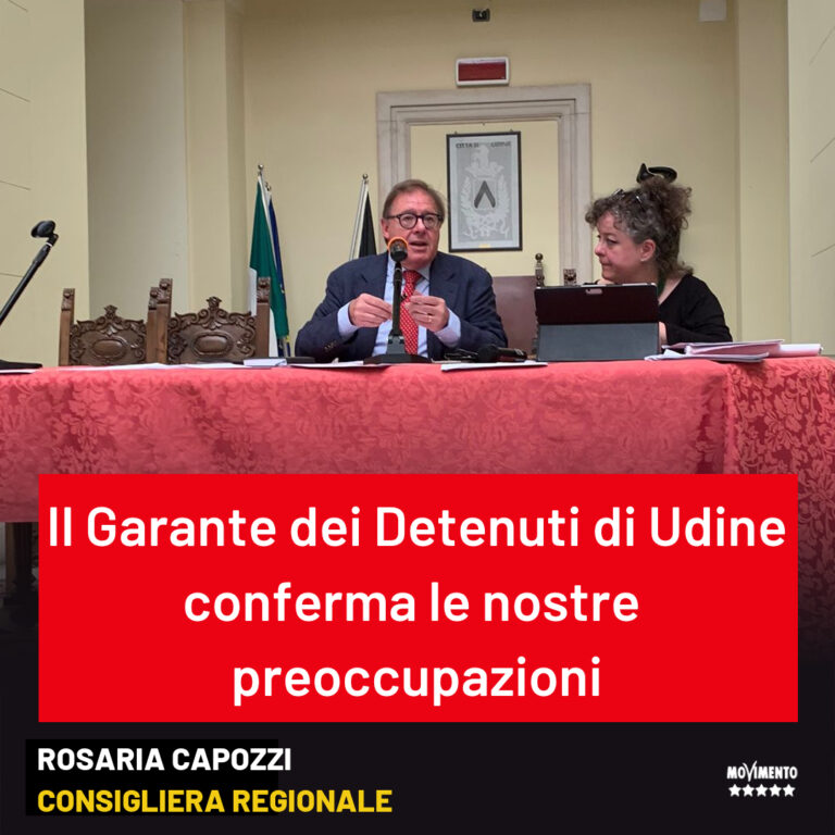 Capozzi M5S: “Conferenza stampa Garante dei Detenuti di Udine conferma le criticità da noi sollevate, situazione al limite”