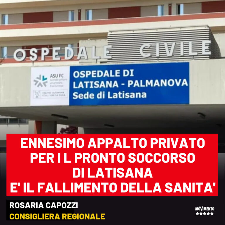 Capozzi M5S: “Latisana dimostra il fallimento della Sanità Pubblica”